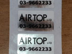 מדבקות מלבן נייר כסוף הדפסה בשחור