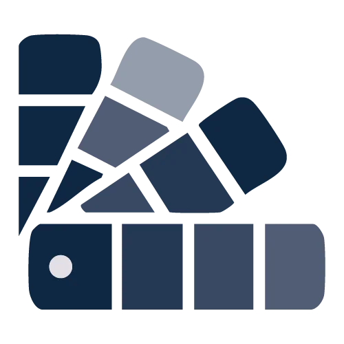 אייקון מניפת צבעים המציג אפשרויות לריבונים צבעוניים ומטאליים