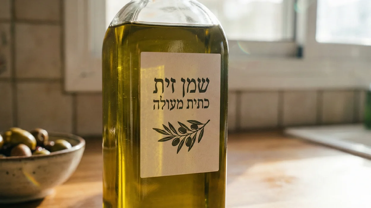 בקבוק שמן זית כתית מעולה עם מדבקת BOPP בעיצוב מינימליסטי, עמידה בסביבת המטבח הלחה והשמנונית.