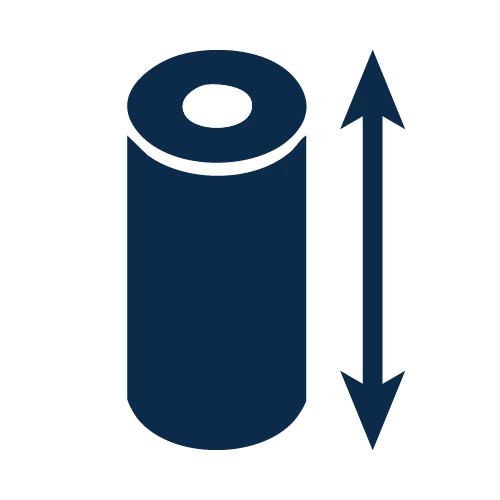 אייקון גליל ריבון עם חץ המציין את רוחב הגליל במילימטרים